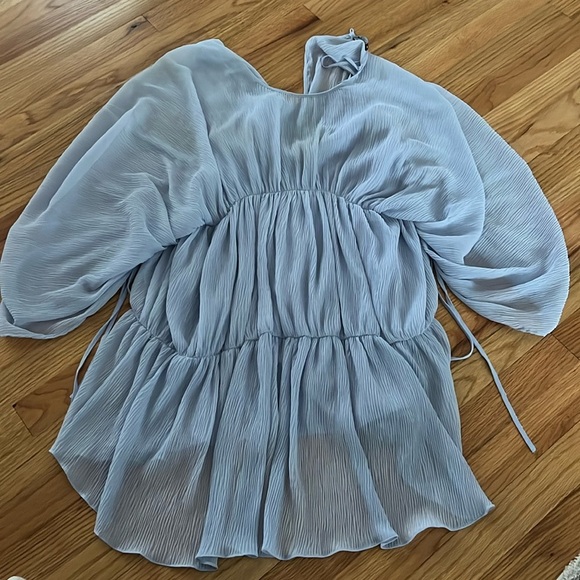 ZARA WOMAN SS20 LIGHT BLUE DRAPED PLEATED DRESS REF: 7521/108 - Picture 2 of 6